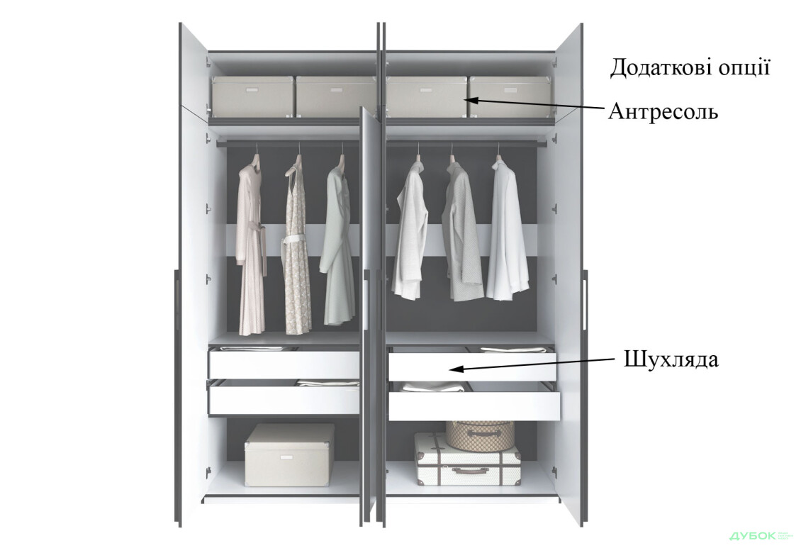 Изображение 8 - Шкаф Moreli Ramo / Рамо R-0018 4-дверный со штангами и полками 196,8 см, белый