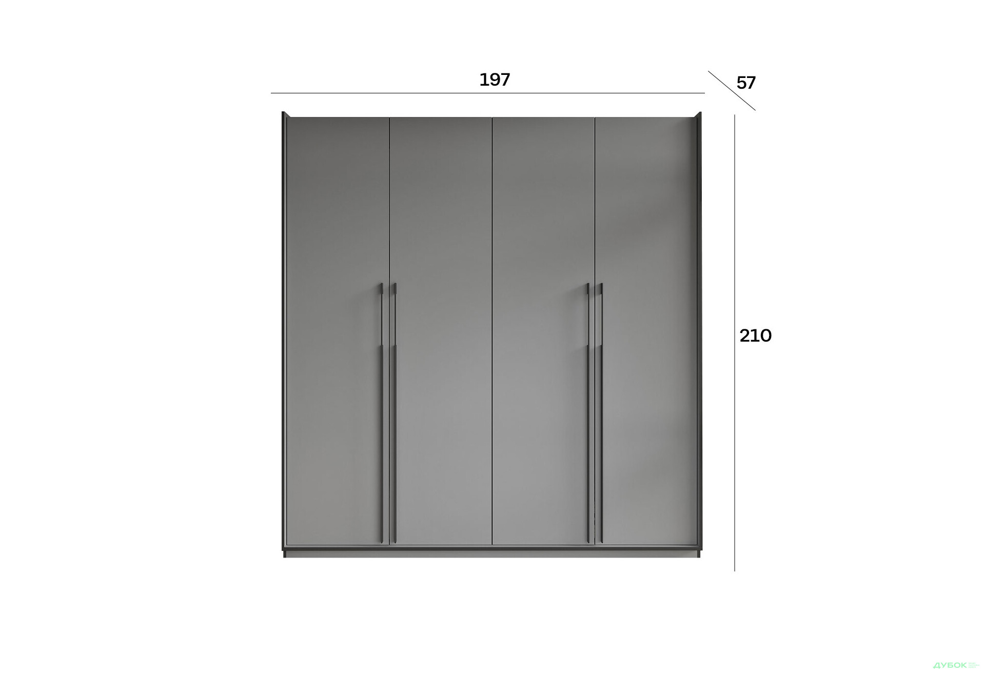 Шкаф Moreli Ramo / Рамо R-0018 4-дверный со штангами и полками 196,8 см, антрацит - Изображение 3 Изображение 3 - Шкаф Moreli Ramo / Рамо R-0018 4-дверный со штангами и полками 196,8 см, антрацит