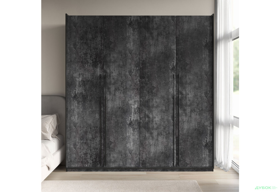 Шафа Moreli Ramo / Рамо R-0018 4-дверна зі штангами і полицями 196,8 см, бетон темний - Зображення 2 Зображення 2 - Шафа Moreli Ramo / Рамо R-0018 4-дверна зі штангами і полицями 196,8 см, бетон темний