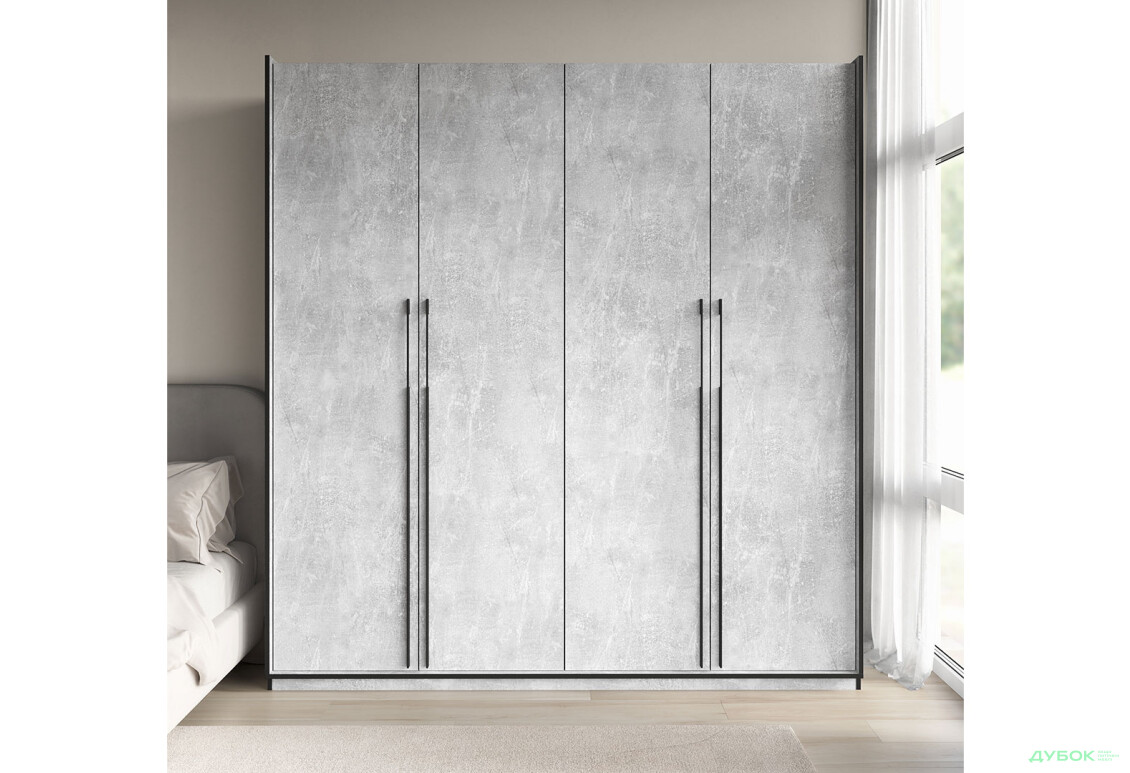 Шафа Moreli Ramo / Рамо R-0018 4-дверна зі штангами і полицями 196,8 см, бетон - Зображення 2 Зображення 2 - Шафа Moreli Ramo / Рамо R-0018 4-дверна зі штангами і полицями 196,8 см, бетон