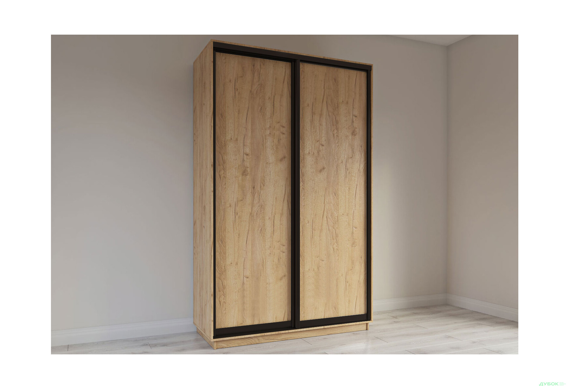 Изображение 2 - Шкаф-купе Garant 2-дверный 2 ДСП 150x240x60 см, дуб крафт золотий профиль / бавария (чёрный)