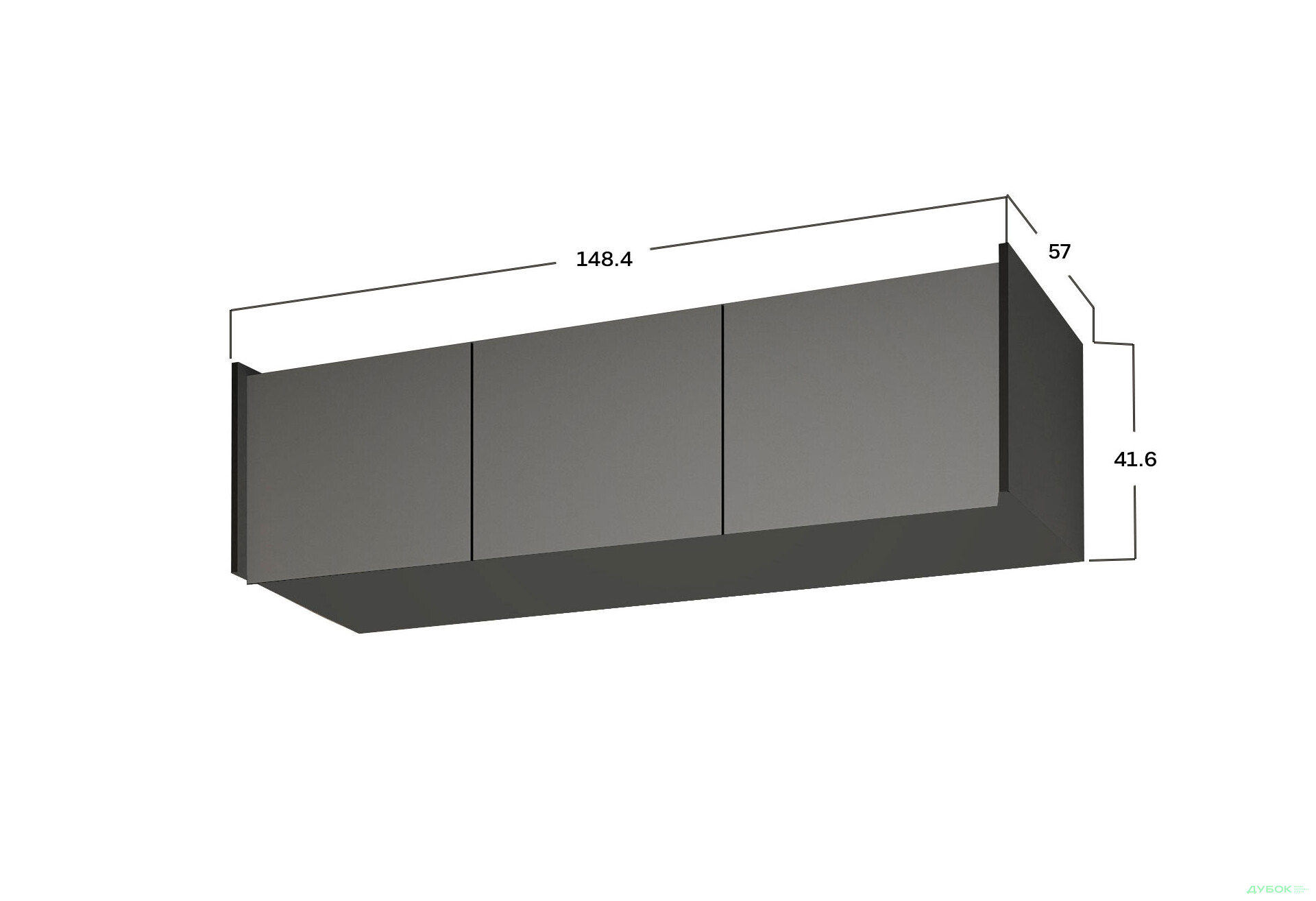 Зображення 3 - Антресоль Moreli Ramo / Рамо R-0023 3-дверна 148,4 см, антрацит