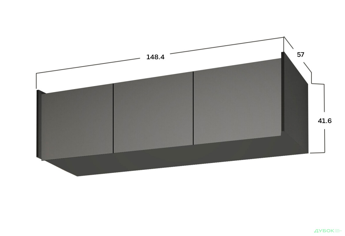 Зображення 3 - Антресоль Moreli Ramo / Рамо R-0023 3-дверна 148,4 см, антрацит