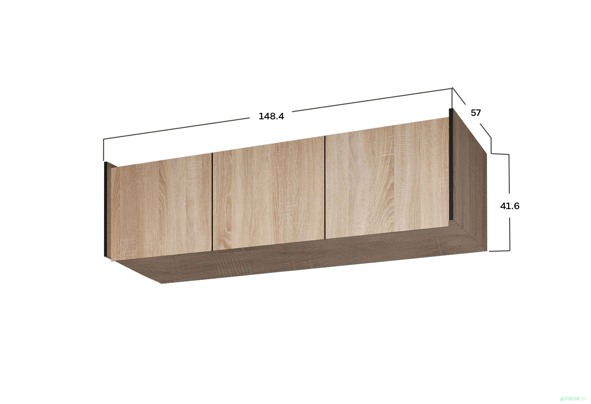Изображение 3 - Антресоль Moreli Ramo / Рамо R-0023 3-дверная 148,4 см, дуб сонома
