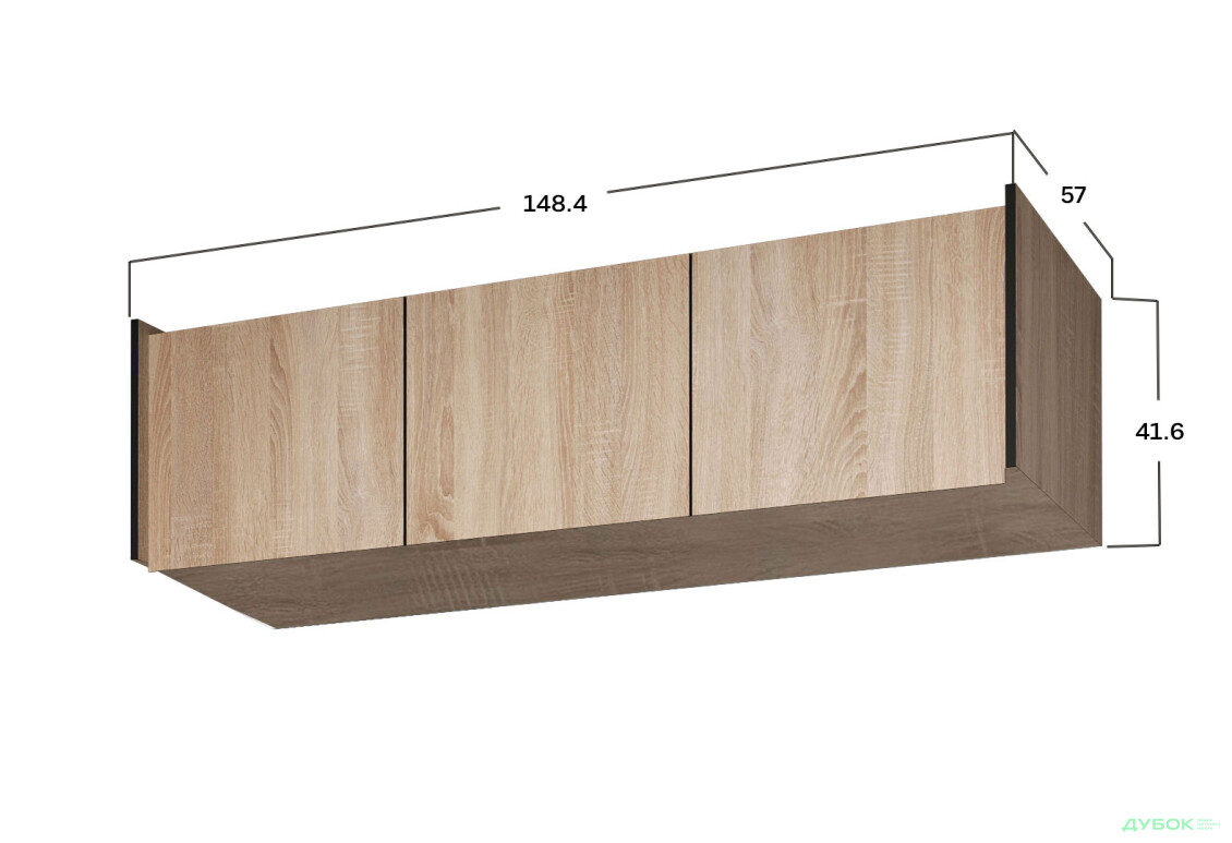 Изображение 3 - Антресоль Moreli Ramo / Рамо R-0023 3-дверная 148,4 см, дуб сонома