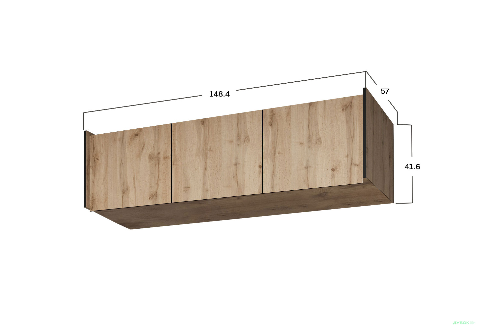 Антресоль Moreli Ramo / Рамо R-0023 3-дверная 148,4 см, дуб аппалачи - Изображение 3 Изображение 3 - Антресоль Moreli Ramo / Рамо R-0023 3-дверная 148,4 см, дуб аппалачи