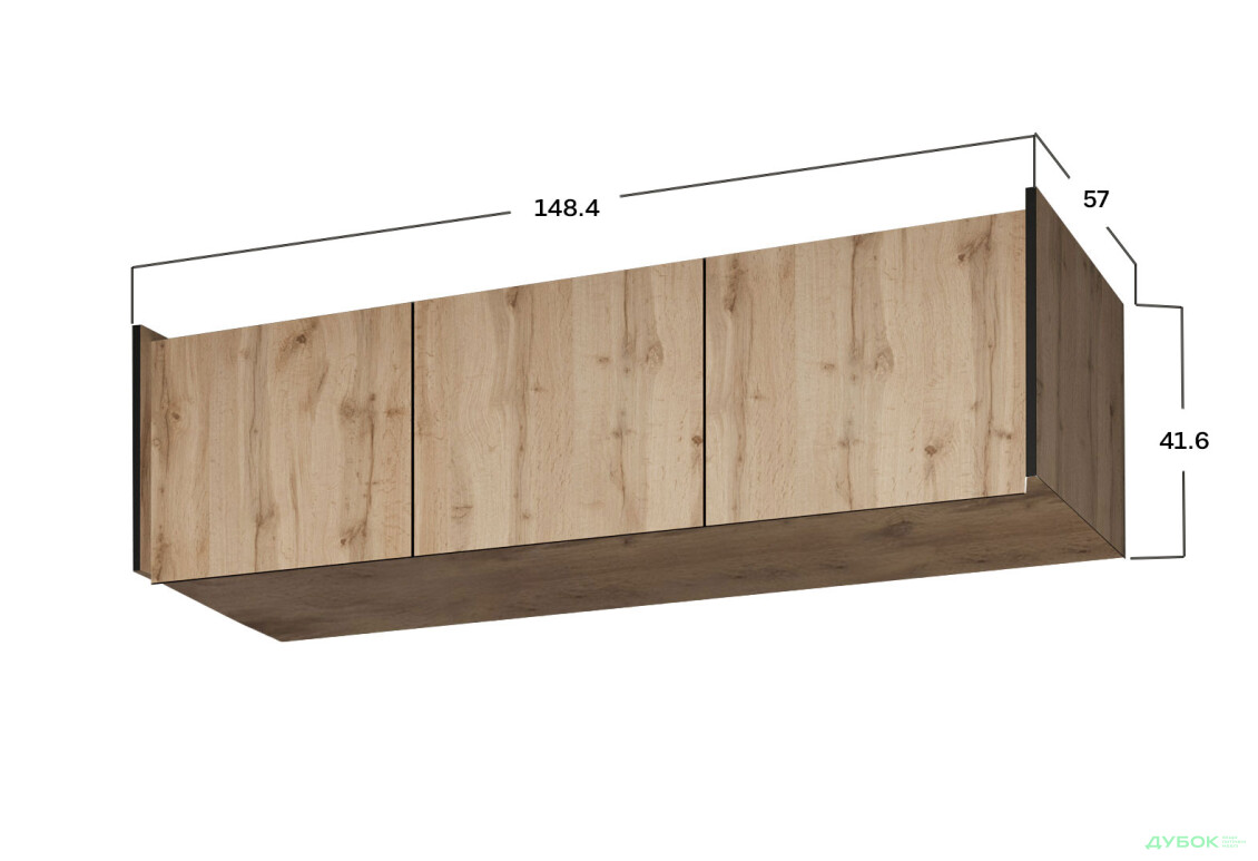 Антресоль Moreli Ramo / Рамо R-0023 3-дверная 148,4 см, дуб аппалачи - Изображение 3 Изображение 3 - Антресоль Moreli Ramo / Рамо R-0023 3-дверная 148,4 см, дуб аппалачи