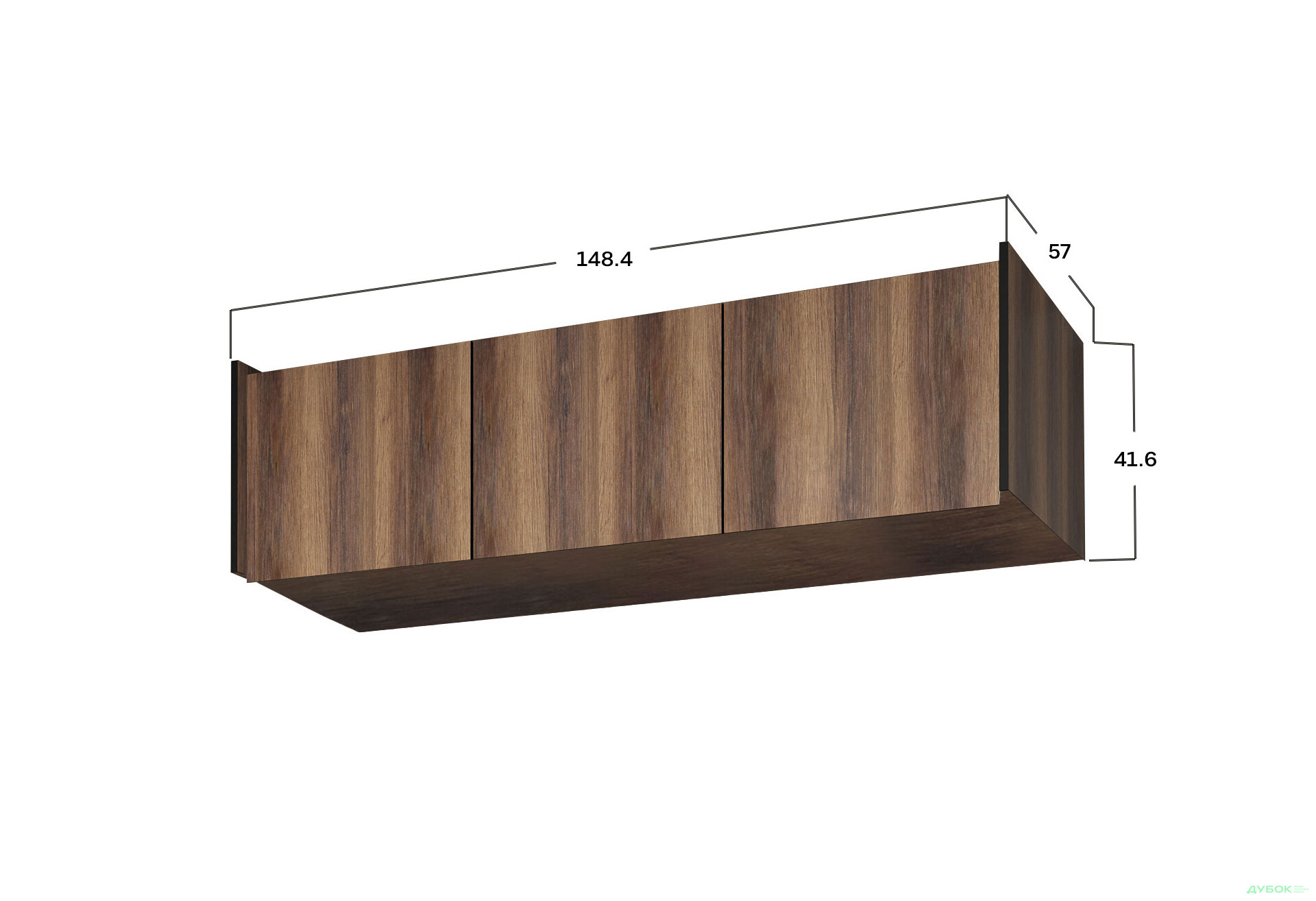 Зображення 3 - Антресоль Moreli Ramo / Рамо R-0023 3-дверна 148,4 см, дуб кверкус