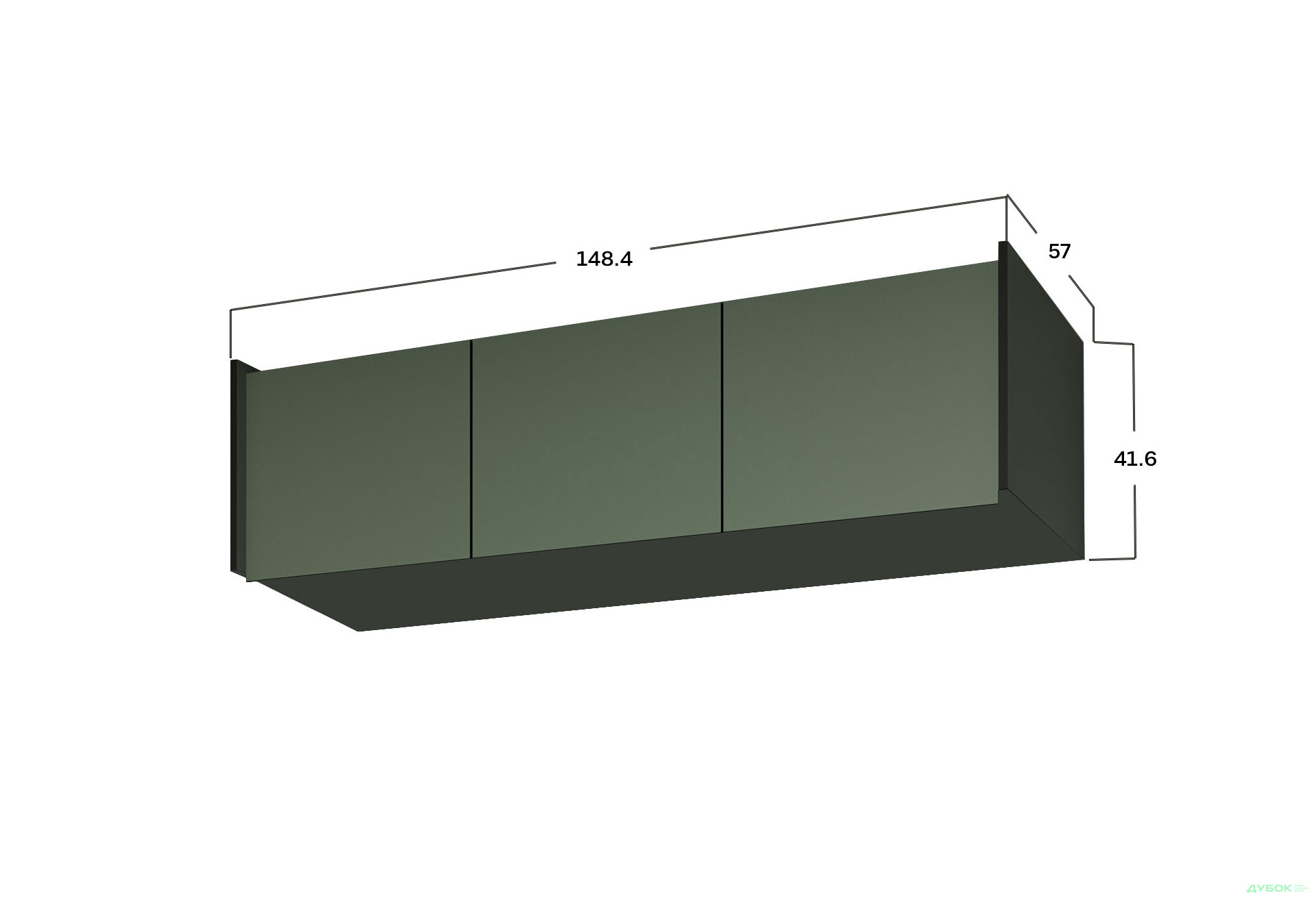 Антресоль Moreli Ramo / Рамо R-0023 3-дверная 148,4 см, зеленый дымчатый - Изображение 3 Изображение 3 - Антресоль Moreli Ramo / Рамо R-0023 3-дверная 148,4 см, зеленый дымчатый