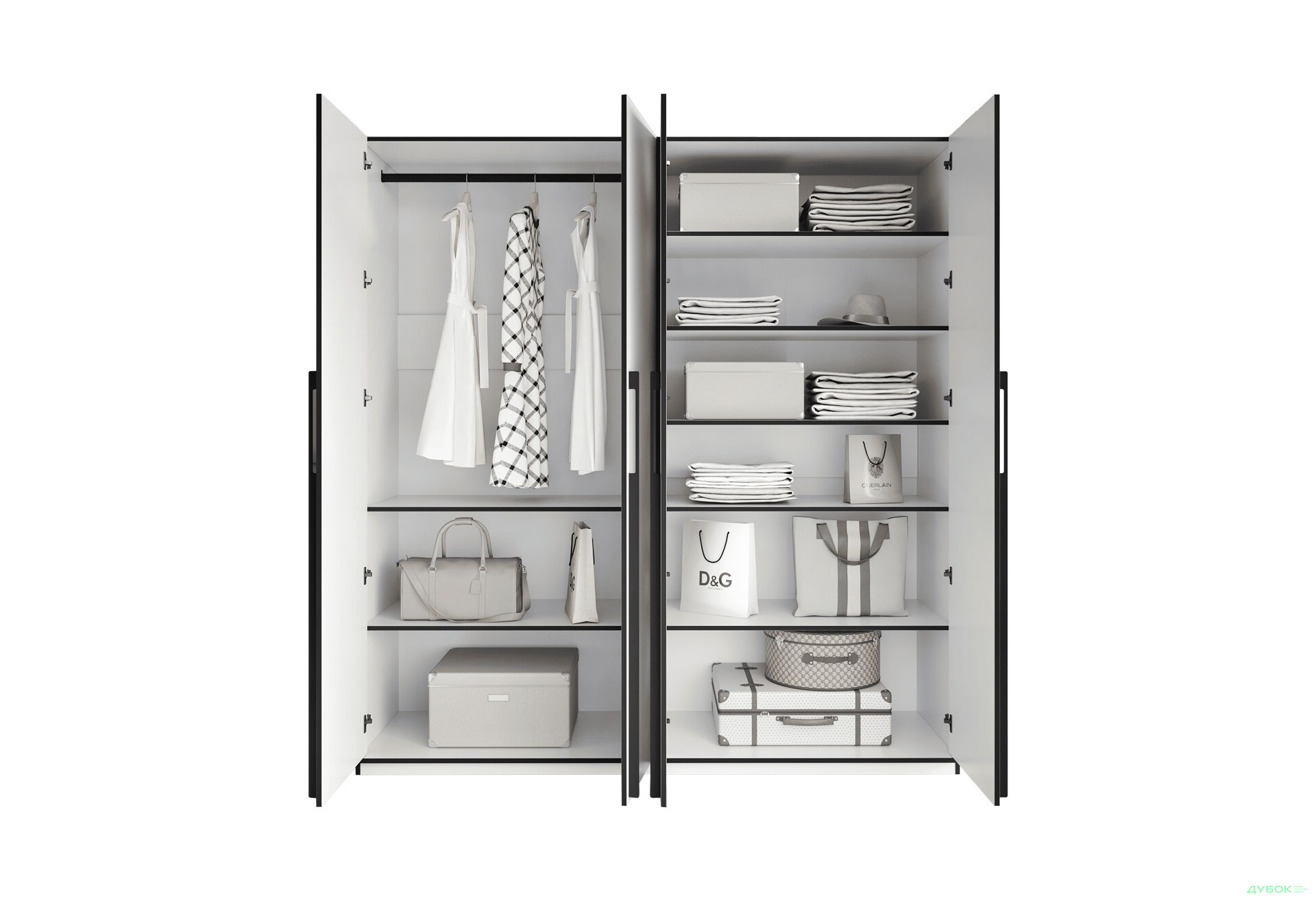 Шафа Moreli Ramo / Рамо R-0019 4-дверна зі штангою зліва і полицями 196,8 см, біла - Зображення 5 Зображення 5 - Шафа Moreli Ramo / Рамо R-0019 4-дверна зі штангою зліва і полицями 196,8 см, біла