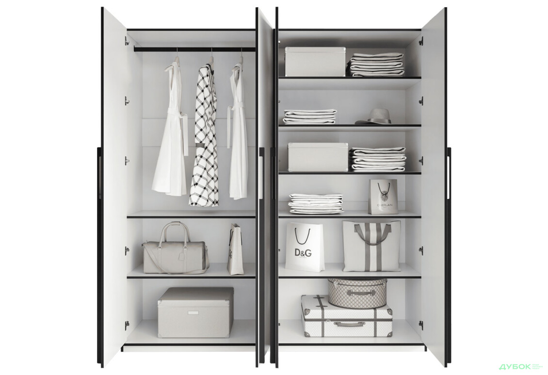 Шафа Moreli Ramo / Рамо R-0019 4-дверна зі штангою зліва і полицями 196,8 см, біла - Зображення 5 Зображення 5 - Шафа Moreli Ramo / Рамо R-0019 4-дверна зі штангою зліва і полицями 196,8 см, біла