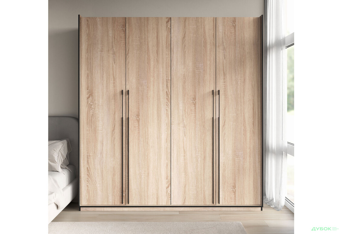 Шафа Moreli Ramo / Рамо R-0019 4-дверна зі штангою зліва і полицями 196,8 см, дуб сонома - Зображення 2 Зображення 2 - Шафа Moreli Ramo / Рамо R-0019 4-дверна зі штангою зліва і полицями 196,8 см, дуб сонома