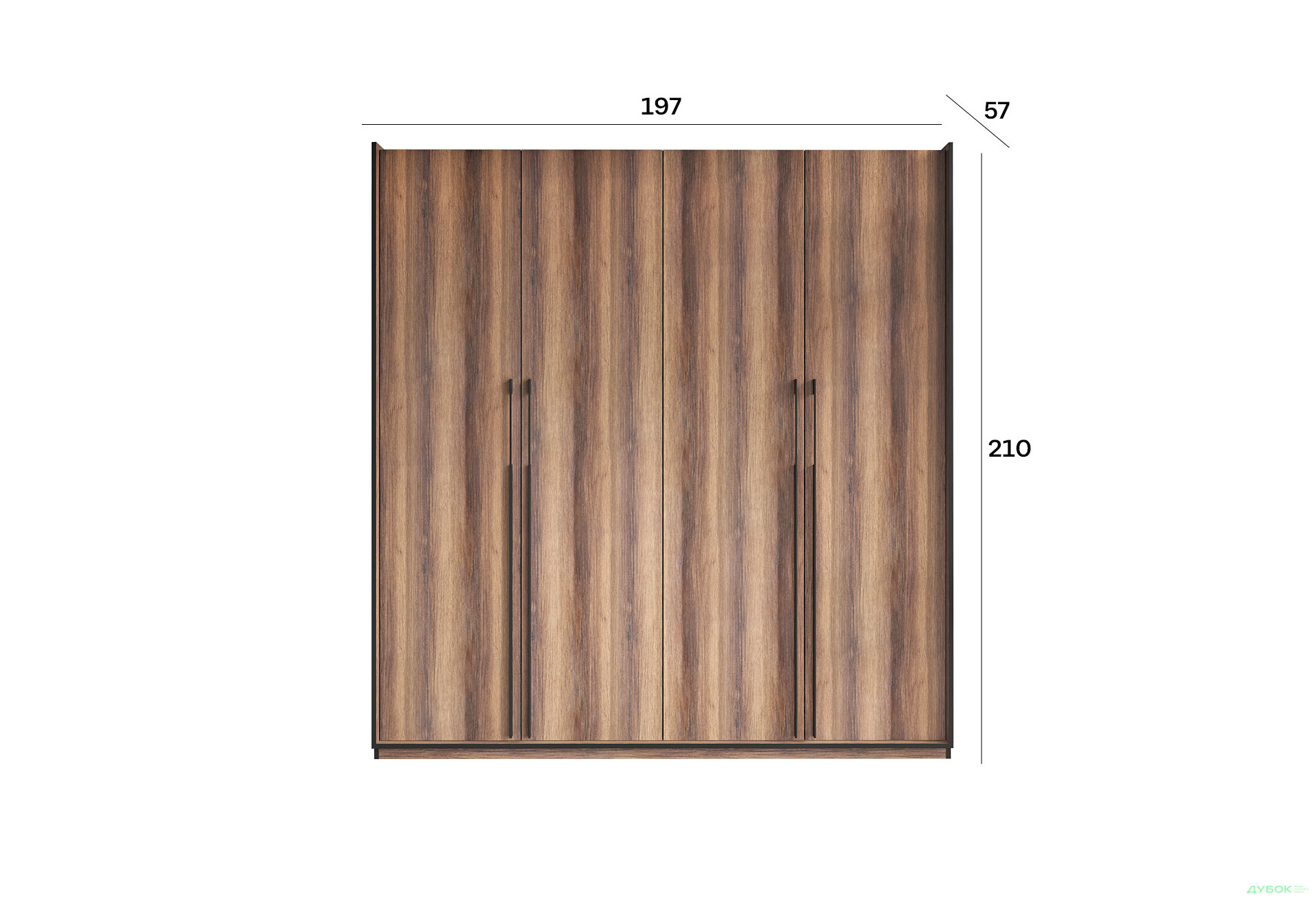 Шкаф Moreli Ramo / Рамо R-0019 4-дверный со штангой слева и полками 196,8 см, дуб кверкус - Изображение 3 Изображение 3 - Шкаф Moreli Ramo / Рамо R-0019 4-дверный со штангой слева и полками 196,8 см, дуб кверкус