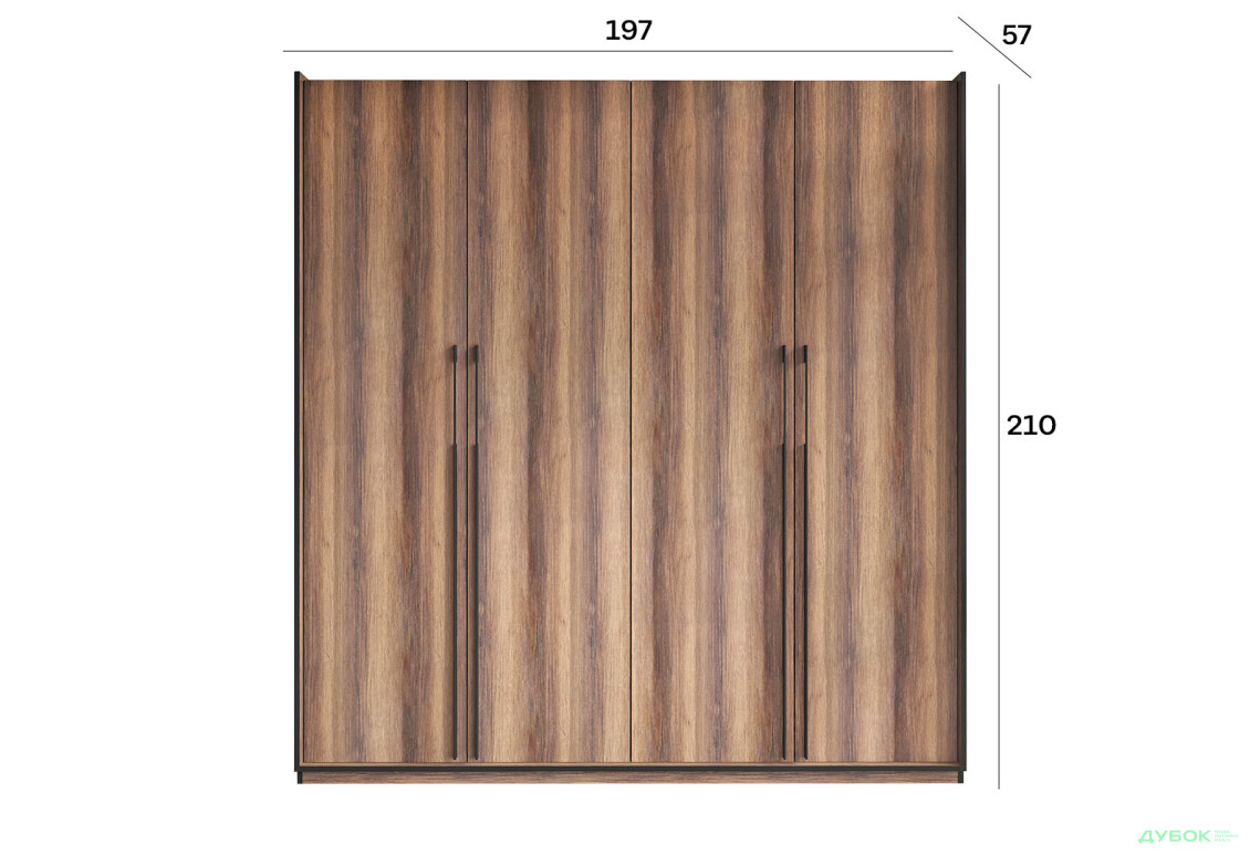 Шкаф Moreli Ramo / Рамо R-0019 4-дверный со штангой слева и полками 196,8 см, дуб кверкус - Изображение 3 Изображение 3 - Шкаф Moreli Ramo / Рамо R-0019 4-дверный со штангой слева и полками 196,8 см, дуб кверкус
