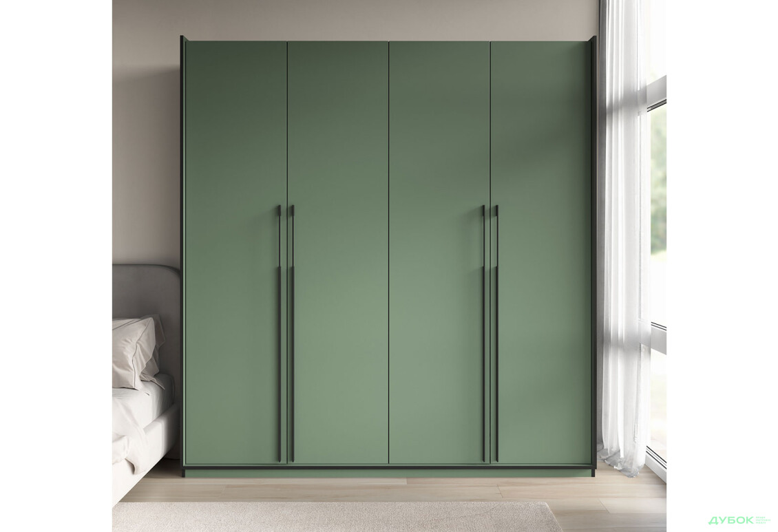 Шкаф Moreli Ramo / Рамо R-0019 4-дверный со штангой слева и полками 196,8 см, зелёный дымчастый - Изображение 2 Изображение 2 - Шкаф Moreli Ramo / Рамо R-0019 4-дверный со штангой слева и полками 196,8 см, зелёный дымчастый