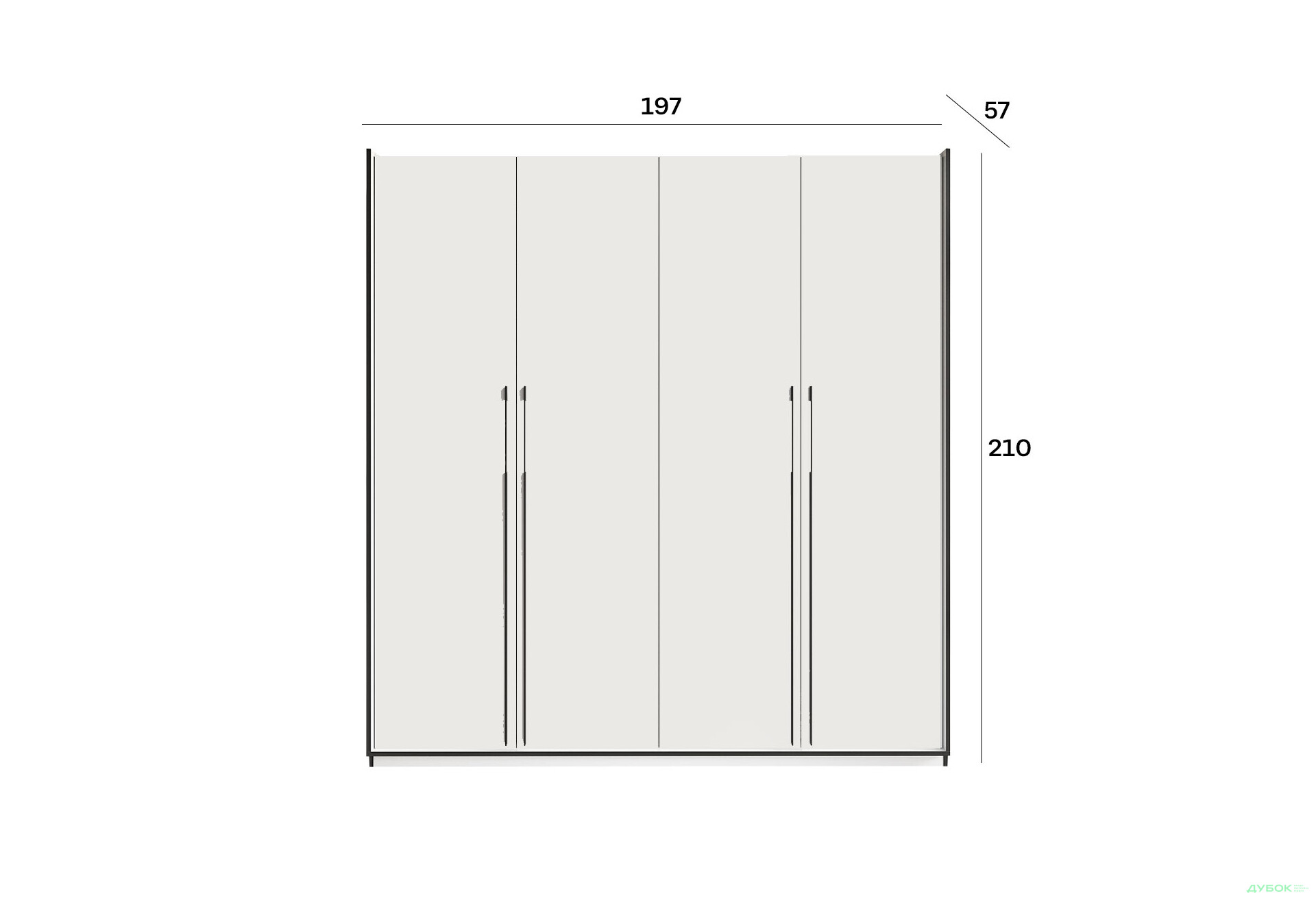 Шафа Moreli Ramo / Рамо R-0020 4-дверна зі штангою справа і полицями 196,8 см, біла - Зображення 4 Зображення 4 - Шафа Moreli Ramo / Рамо R-0020 4-дверна зі штангою справа і полицями 196,8 см, біла