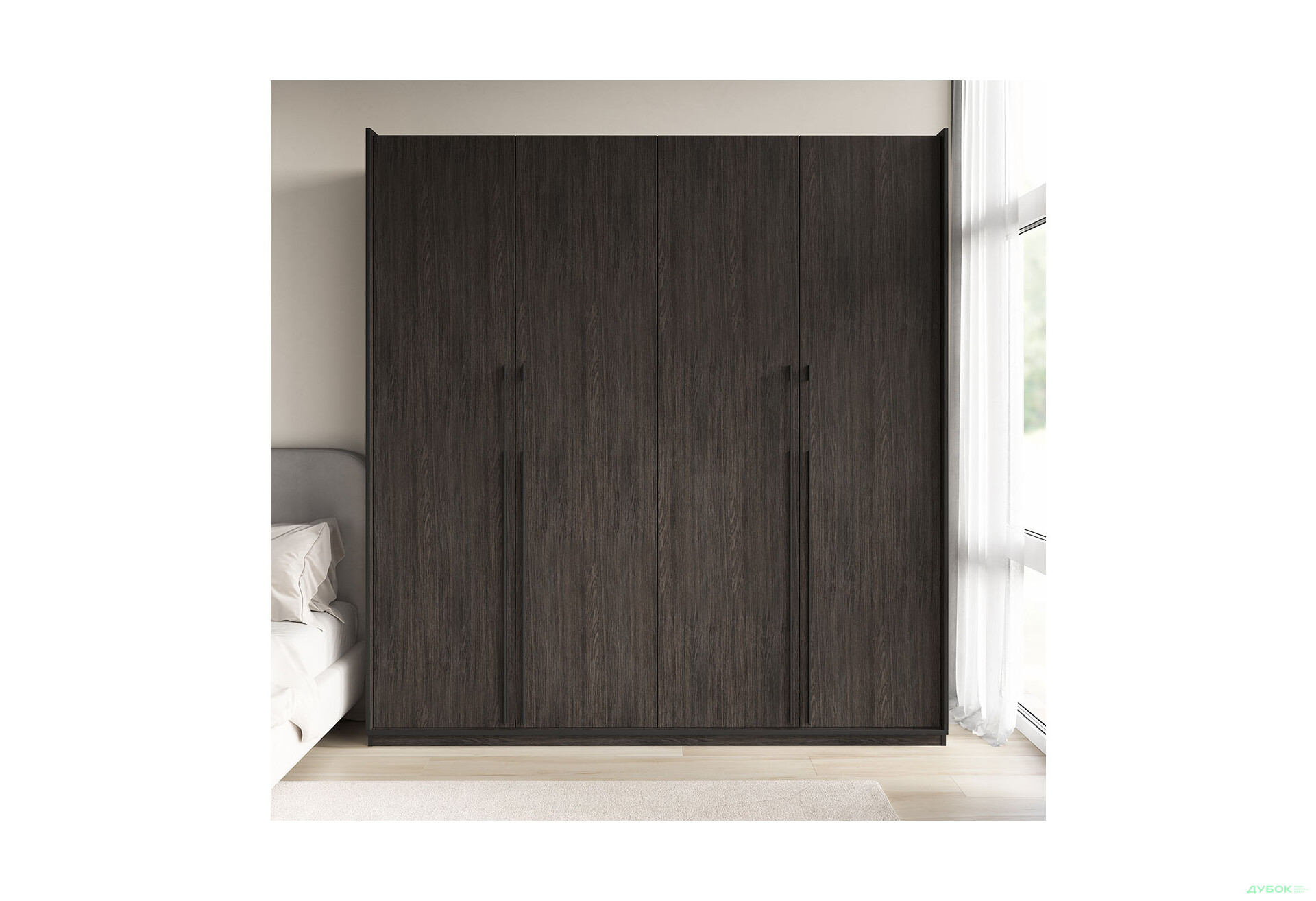 Шкаф Moreli Ramo / Рамо R-0020 4-дверный со штангой справа и полками 196,8 см, венге - Изображение 2 Изображение 2 - Шкаф Moreli Ramo / Рамо R-0020 4-дверный со штангой справа и полками 196,8 см, венге