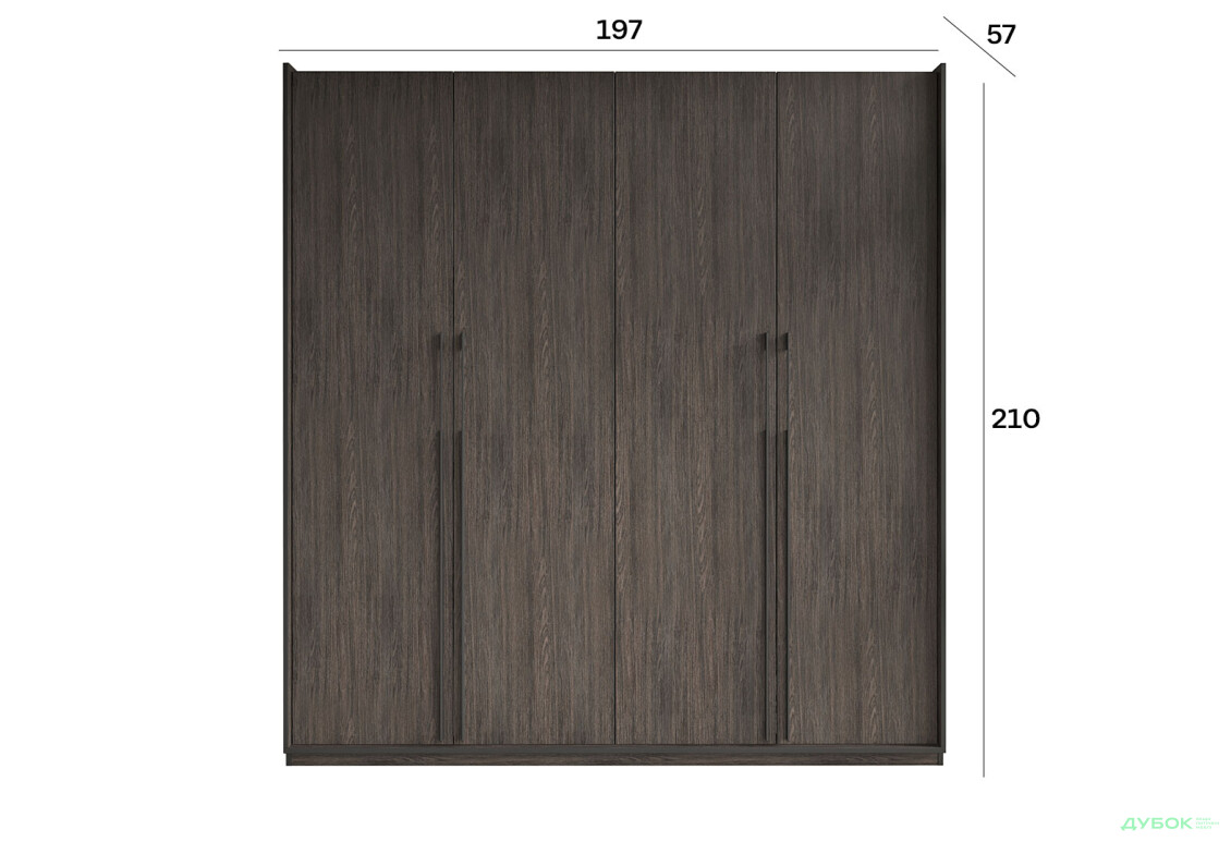 Шкаф Moreli Ramo / Рамо R-0020 4-дверный со штангой справа и полками 196,8 см, венге - Изображение 3 Изображение 3 - Шкаф Moreli Ramo / Рамо R-0020 4-дверный со штангой справа и полками 196,8 см, венге