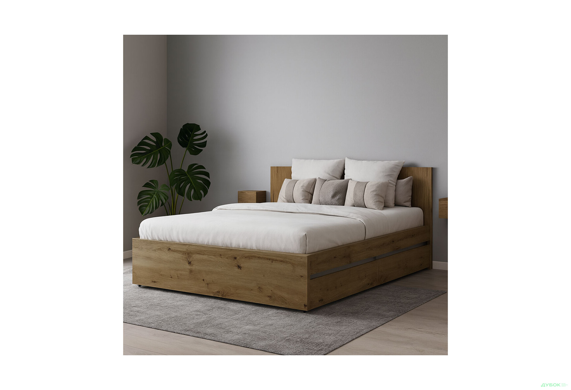 Изображение 2 - Кровать Идея Garant 160х200 см со вкладом и ящиками, дуб артизан / нимфея альба