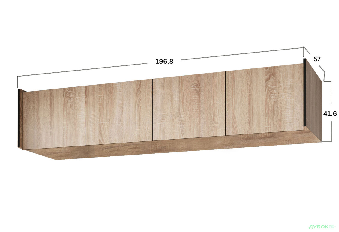 Зображення 3 - Антресоль Moreli Ramo / Рамо R-0024 4-дверна 196,8 см, дуб сонома