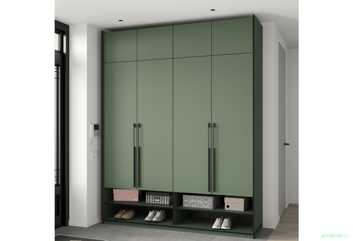 Антресоль Moreli Ramo / Рамо R-0024 4-дверна 196,8 см, зелений димчастий - Зображення 2 Зображення 2 - Антресоль Moreli Ramo / Рамо R-0024 4-дверна 196,8 см, зелений димчастий