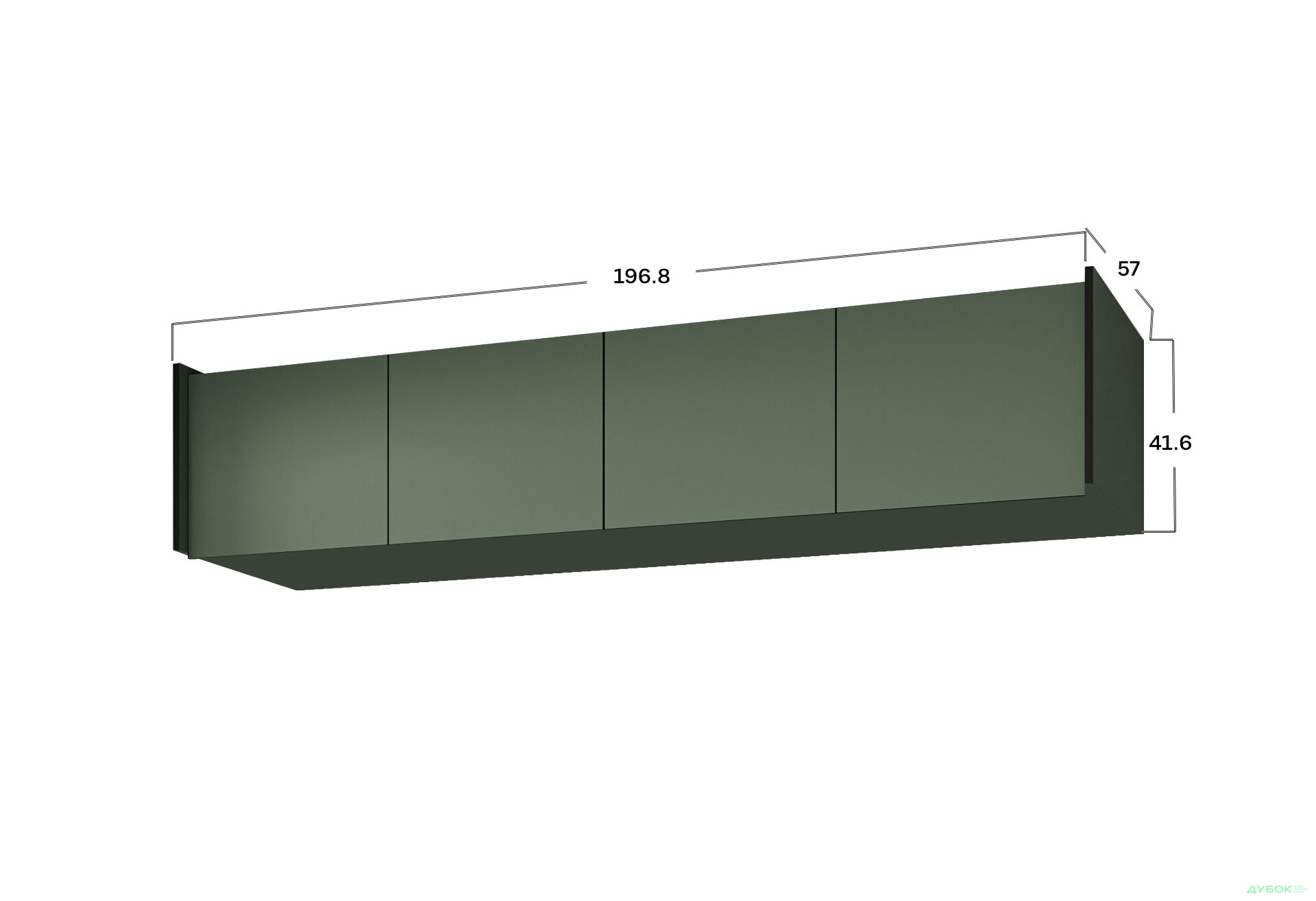 Антресоль Moreli Ramo / Рамо R-0024 4-дверна 196,8 см, зелений димчастий - Зображення 3 Зображення 3 - Антресоль Moreli Ramo / Рамо R-0024 4-дверна 196,8 см, зелений димчастий