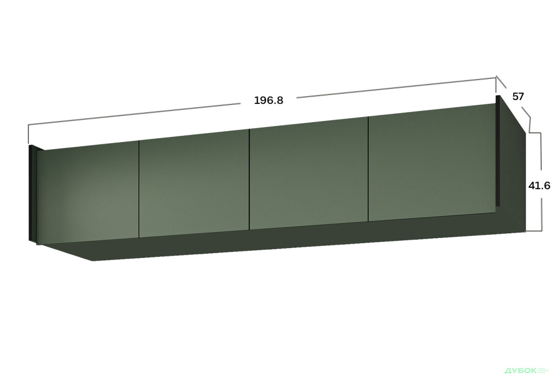 Зображення 3 - Антресоль Moreli Ramo / Рамо R-0024 4-дверна 196,8 см, зелений димчастий