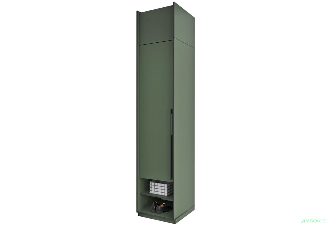 Шкаф Moreli Ramo / Рамо R-0002 со штангой,полками и антресолью 51,8 см, зеленый дымчатый