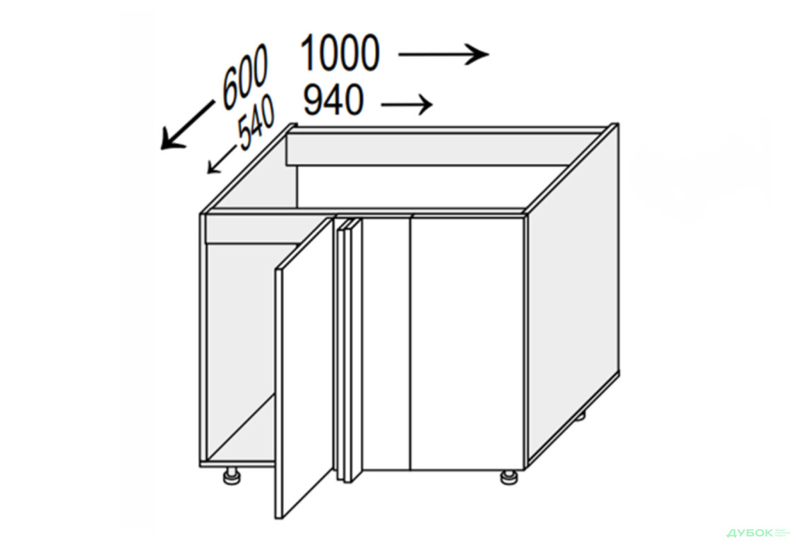 Низ кут Н 90°/820x1000x600 1дв Глорі / Glory MiroMark - Зображення 1 Зображення 1 - Низ кут Н 90°/820x1000x600 1дв Глорі / Glory MiroMark