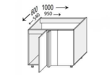 Низ угол Н 90°/820x1000x600 1дв левый Миллениум / Millenium МироМарк