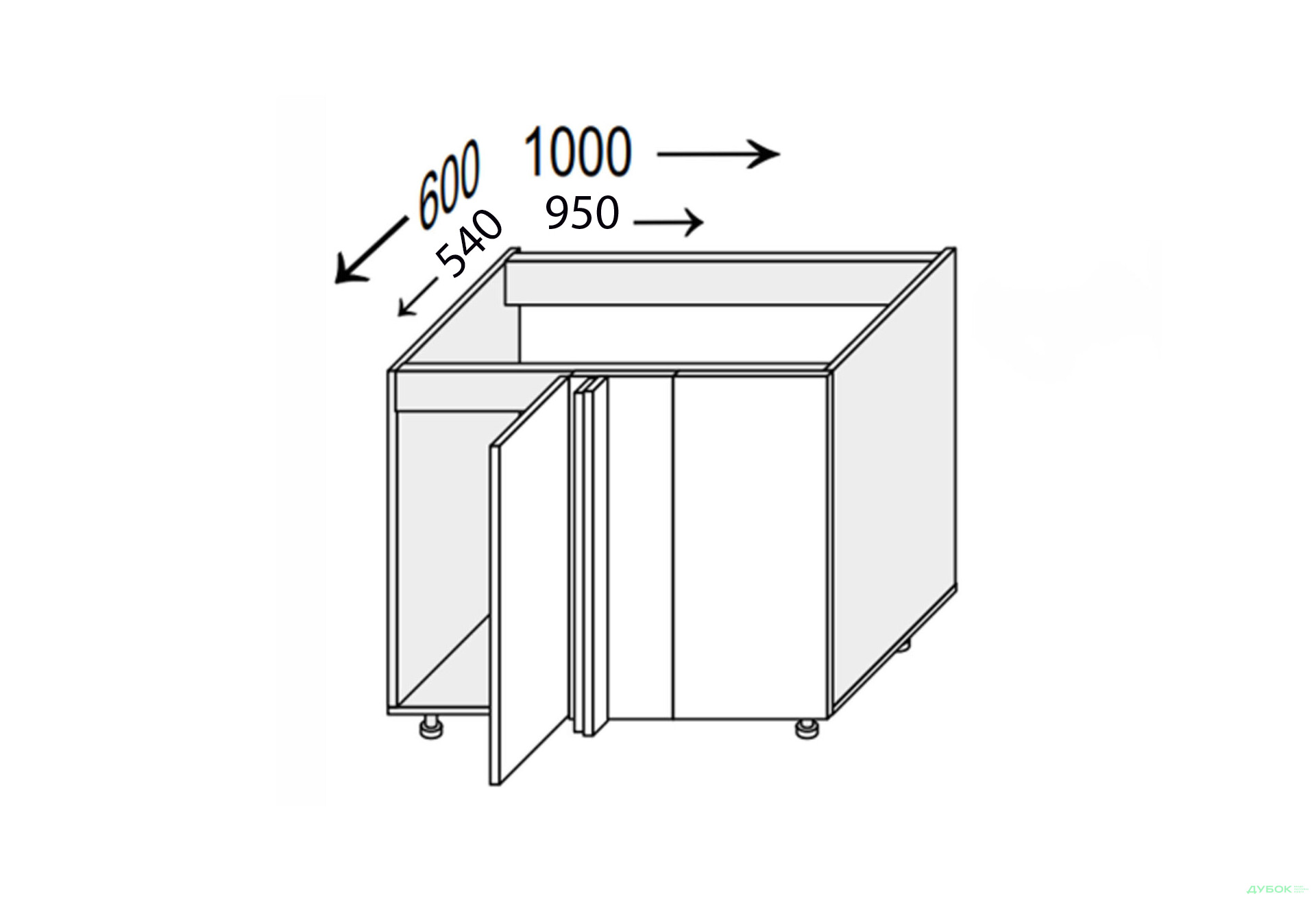 Низ угол Н 90°/820x1000x600 1дв левый Миллениум / Millenium МироМарк - Изображение 1 Изображение 1 - Низ угол Н 90°/820x1000x600 1дв левый Миллениум / Millenium МироМарк