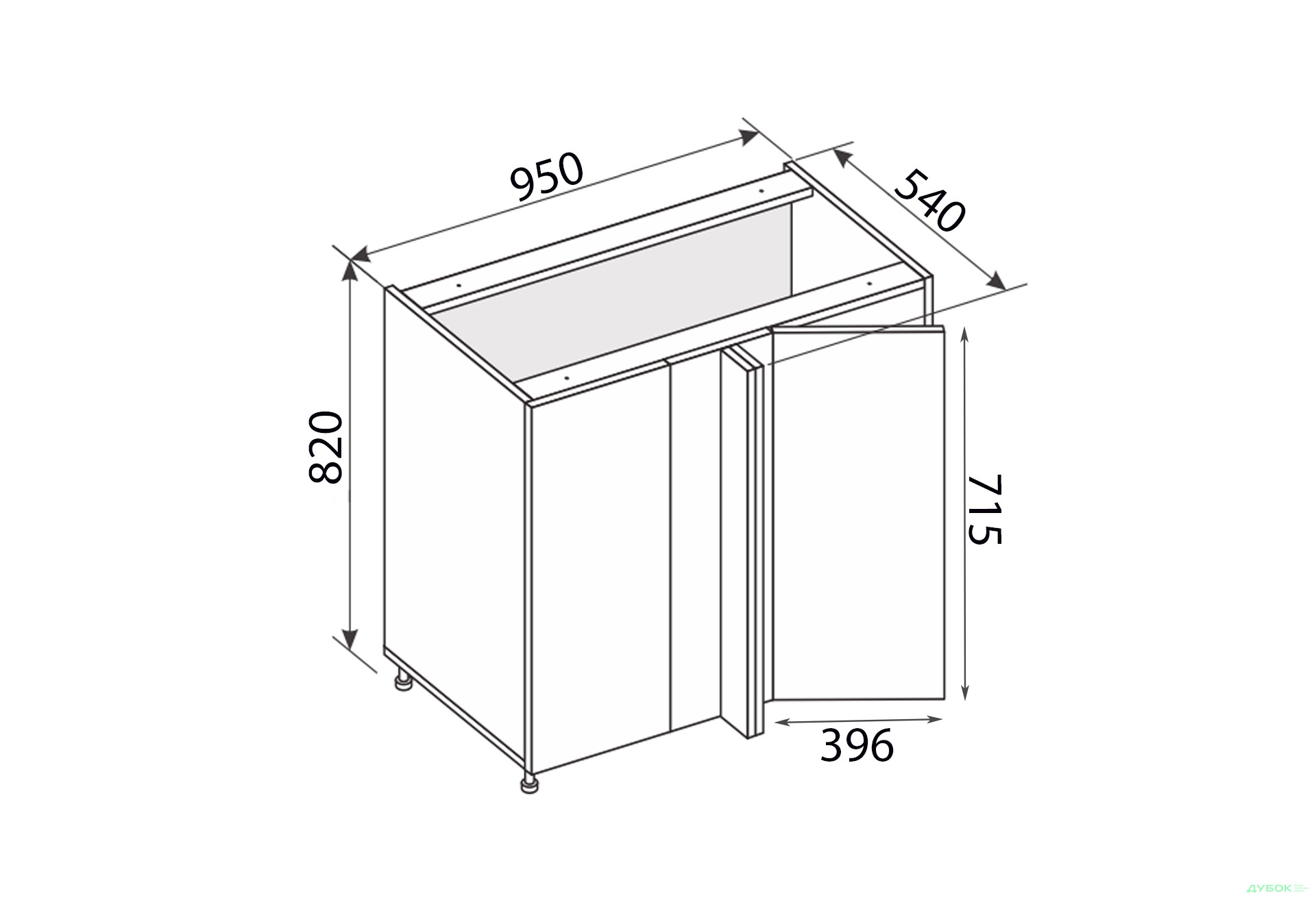 Изображение 2 - Низ угол Н 90°/820x1000x600 1дв правый Миллениум / Millenium МироМарк