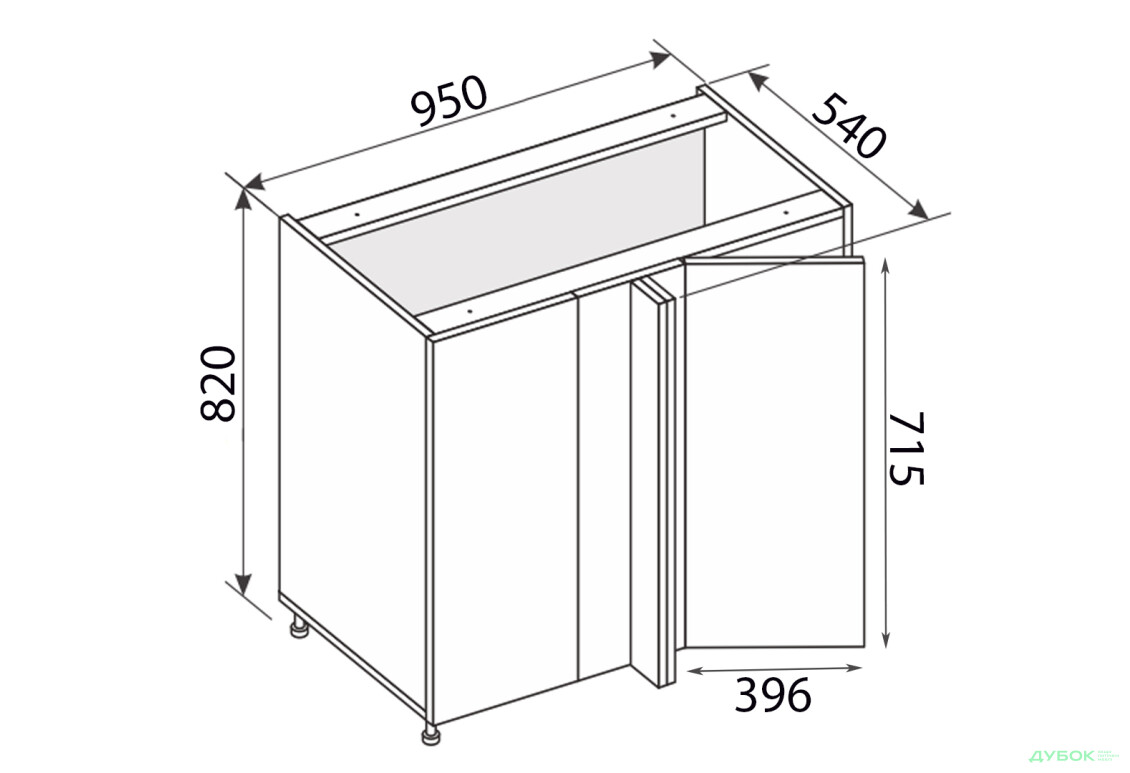 Изображение 2 - Низ угол Н 90°/820x1000x600 1дв правый Миллениум / Millenium МироМарк