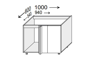 Корпус КутН 90° 1дв 1000х600 Pro Blum 820мм