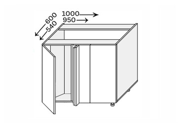 Низ угол Н 90°/820x1000x600 1дв Pro Blum левый Миллениум / Millenium Premium МироМарк