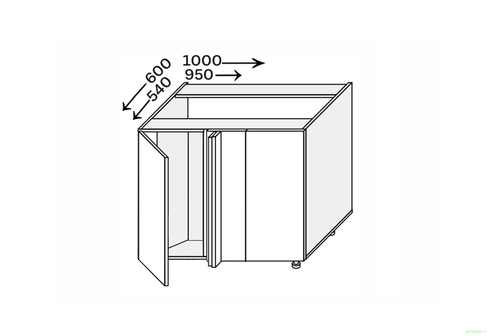 Изображение 1 - Низ угол Н 90°/820x1000x600 1дв Pro Blum левый Миллениум / Millenium Premium МироМарк