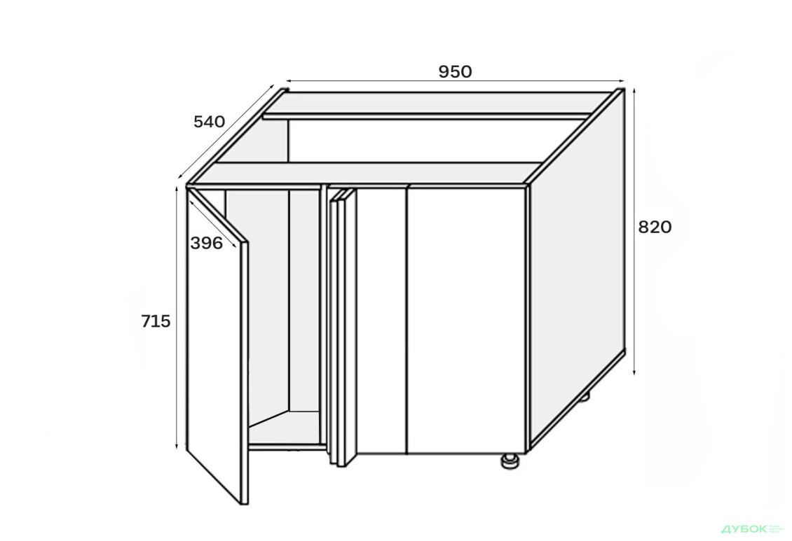 Изображение 2 - Низ угол Н 90°/820x1000x600 1дв Pro Blum левый Миллениум / Millenium Premium МироМарк
