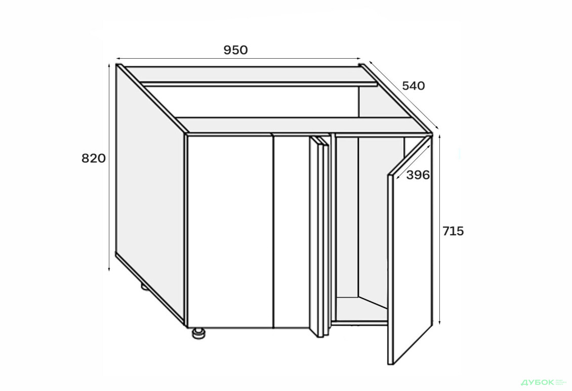 Изображение 2 - Низ угол Н 90°/820x1000x600 1дв Pro Blum правый Миллениум / Millenium Premium МироМарк