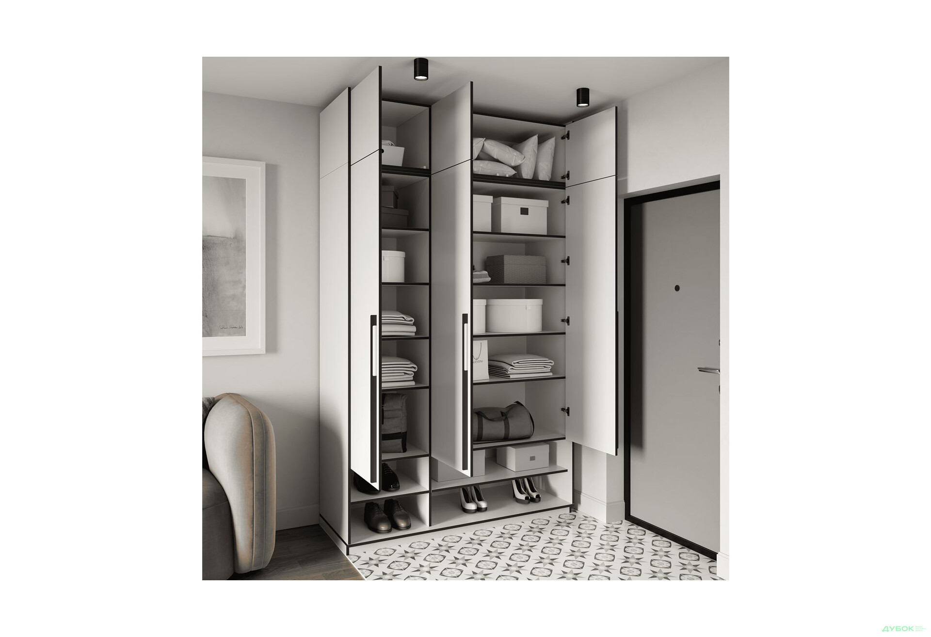 Шкаф Moreli Ramo / Рамо R-0005 3-дверный с полками и антресолью 148,4 см, белый - Изображение 3 Изображение 3 - Шкаф Moreli Ramo / Рамо R-0005 3-дверный с полками и антресолью 148,4 см, белый