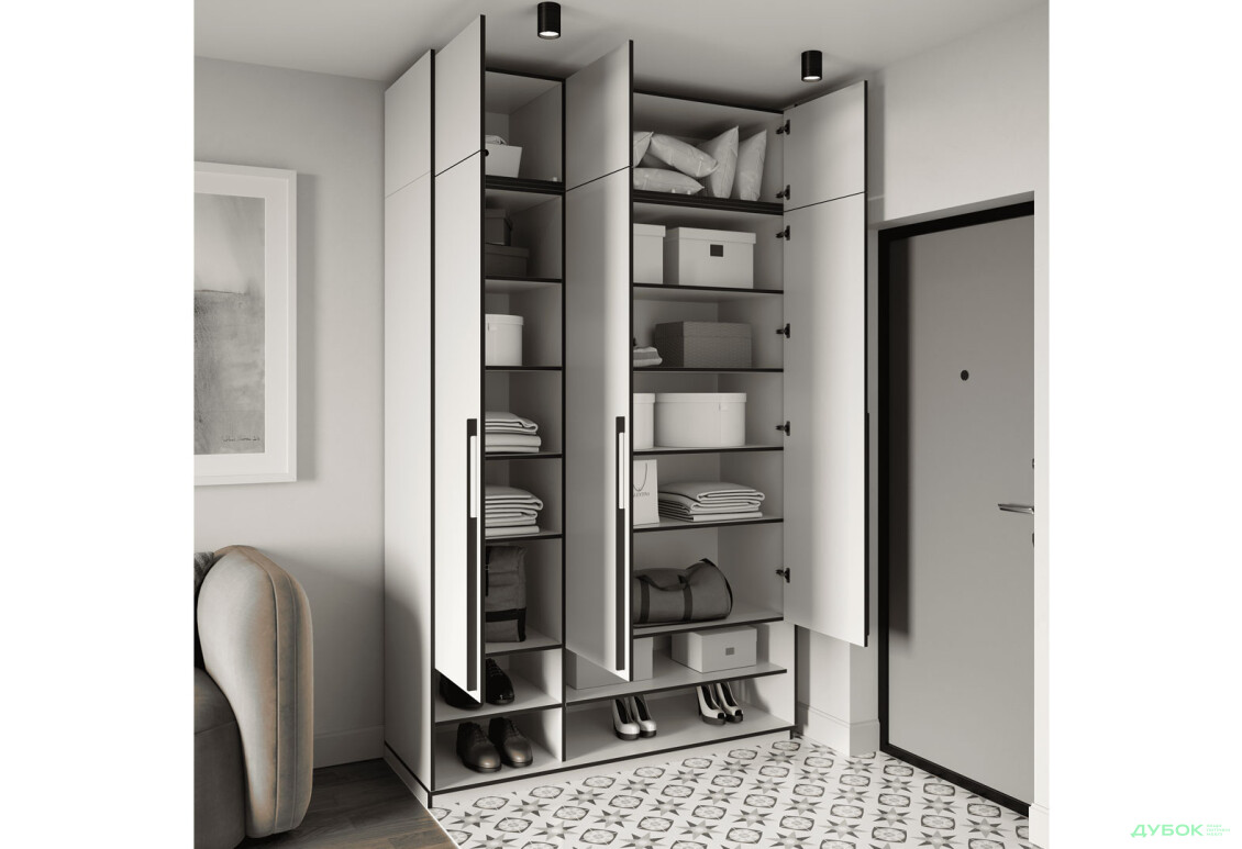 Шкаф Moreli Ramo / Рамо R-0005 3-дверный с полками и антресолью 148,4 см, белый - Изображение 3 Изображение 3 - Шкаф Moreli Ramo / Рамо R-0005 3-дверный с полками и антресолью 148,4 см, белый