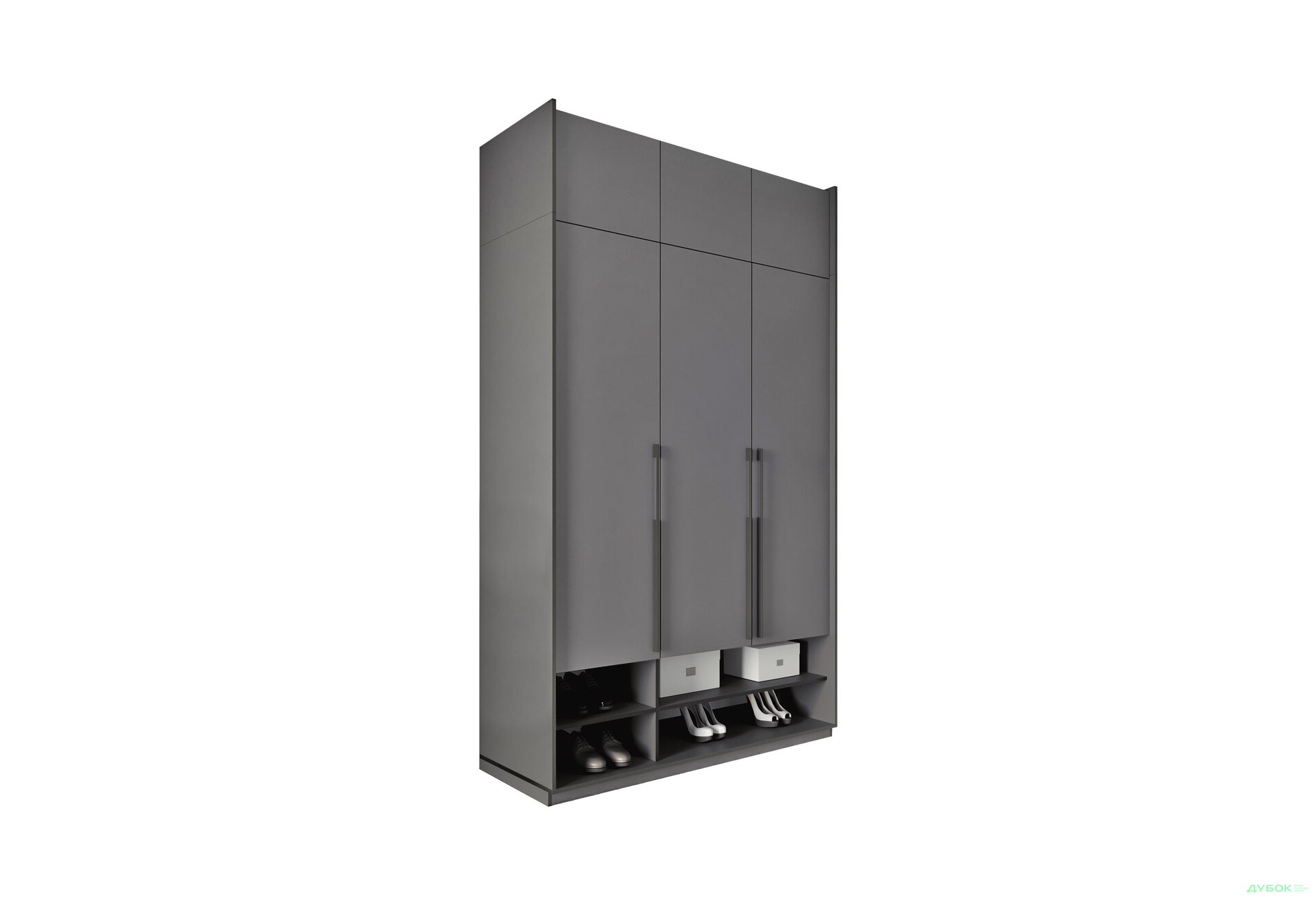 Шкаф Moreli Ramo / Рамо R-0005 3-дверный с полками и антресолью 148,4 см, антрацит - Изображение 1 Изображение 1 - Шкаф Moreli Ramo / Рамо R-0005 3-дверный с полками и антресолью 148,4 см, антрацит