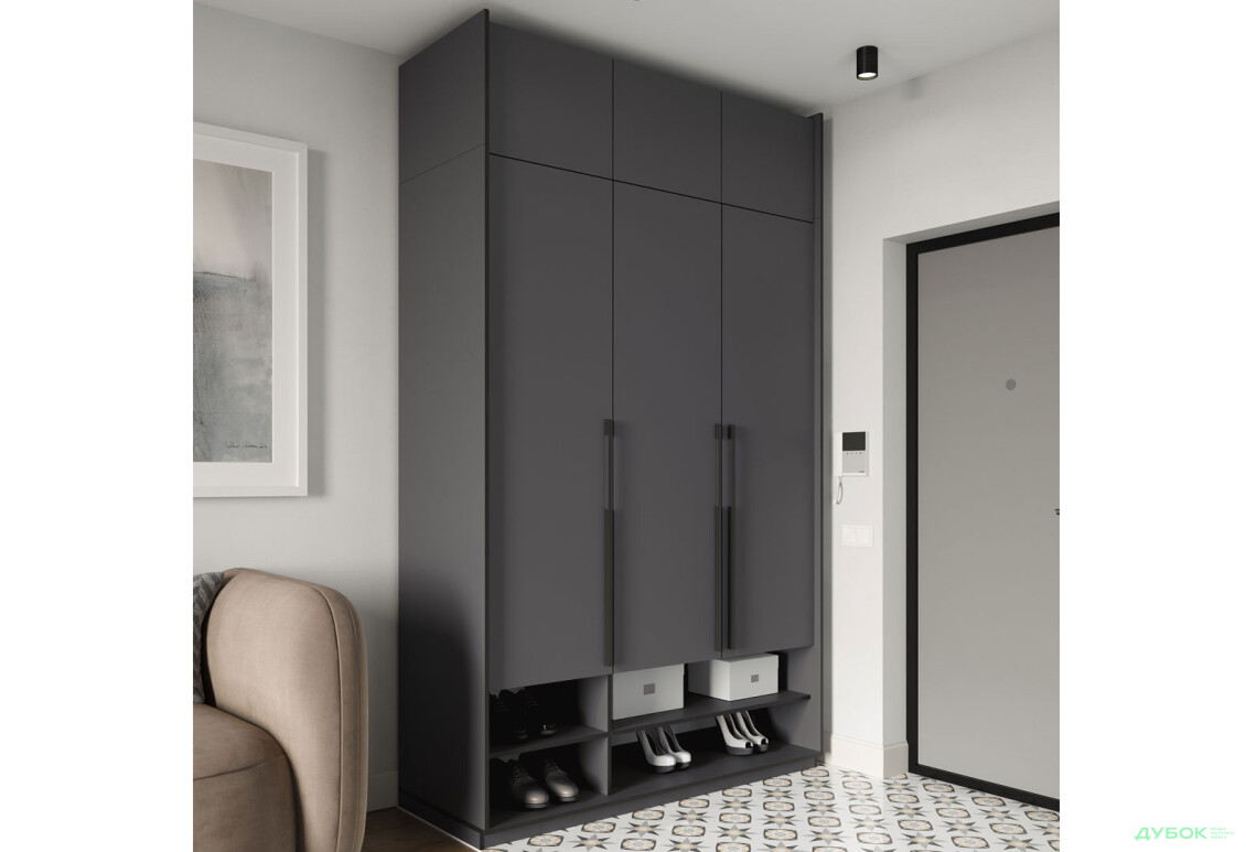 Шкаф Moreli Ramo / Рамо R-0005 3-дверный с полками и антресолью 148,4 см, антрацит - Изображение 2 Изображение 2 - Шкаф Moreli Ramo / Рамо R-0005 3-дверный с полками и антресолью 148,4 см, антрацит