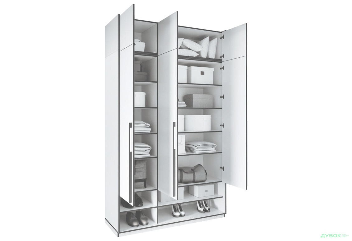 Шкаф Moreli Ramo / Рамо R-0005 3-дверный с полками и антресолью 148,4 см, дуб аппалачи - Изображение 4 Изображение 4 - Шкаф Moreli Ramo / Рамо R-0005 3-дверный с полками и антресолью 148,4 см, дуб аппалачи