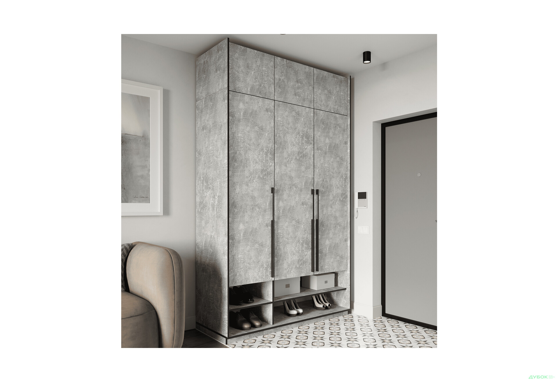 Шафа Moreli Ramo / Рамо R-0005 3-дверна з полицями та антресоллю 148,4 см, бетон - Зображення 2 Зображення 2 - Шафа Moreli Ramo / Рамо R-0005 3-дверна з полицями та антресоллю 148,4 см, бетон