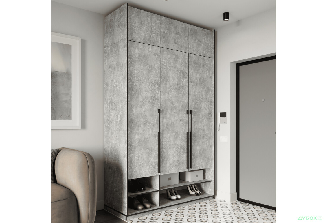 Шафа Moreli Ramo / Рамо R-0005 3-дверна з полицями та антресоллю 148,4 см, бетон - Зображення 2 Зображення 2 - Шафа Moreli Ramo / Рамо R-0005 3-дверна з полицями та антресоллю 148,4 см, бетон