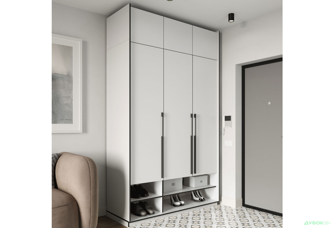 Шафа Moreli Ramo / Рамо R-0006 3-дверна зі штангою, полицями та антресоллю 148,4 см, біла - Зображення 2 Зображення 2 - Шафа Moreli Ramo / Рамо R-0006 3-дверна зі штангою, полицями та антресоллю 148,4 см, біла