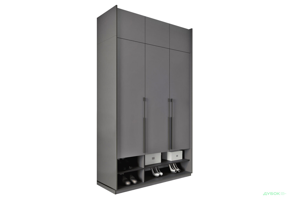 Шкаф Moreli Ramo / Рамо R-0006 3-дверный со штангой, полками и антресолью 148,4 см, антрацит - Изображение 1 Изображение 1 - Шкаф Moreli Ramo / Рамо R-0006 3-дверный со штангой, полками и антресолью 148,4 см, антрацит