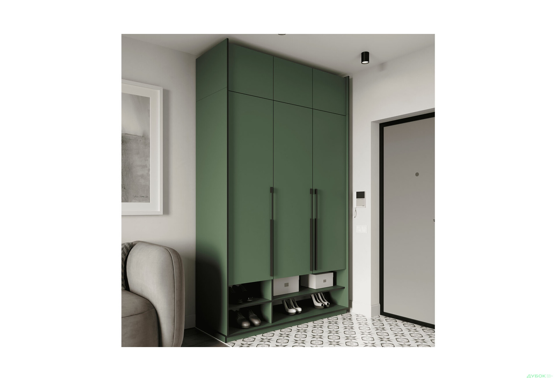 Шафа Moreli Ramo / Рамо R-0006 3-дверна зі штангою, полицями та антресоллю 148,4 см, зелений димчастий - Зображення 2 Зображення 2 - Шафа Moreli Ramo / Рамо R-0006 3-дверна зі штангою, полицями та антресоллю 148,4 см, зелений димчастий