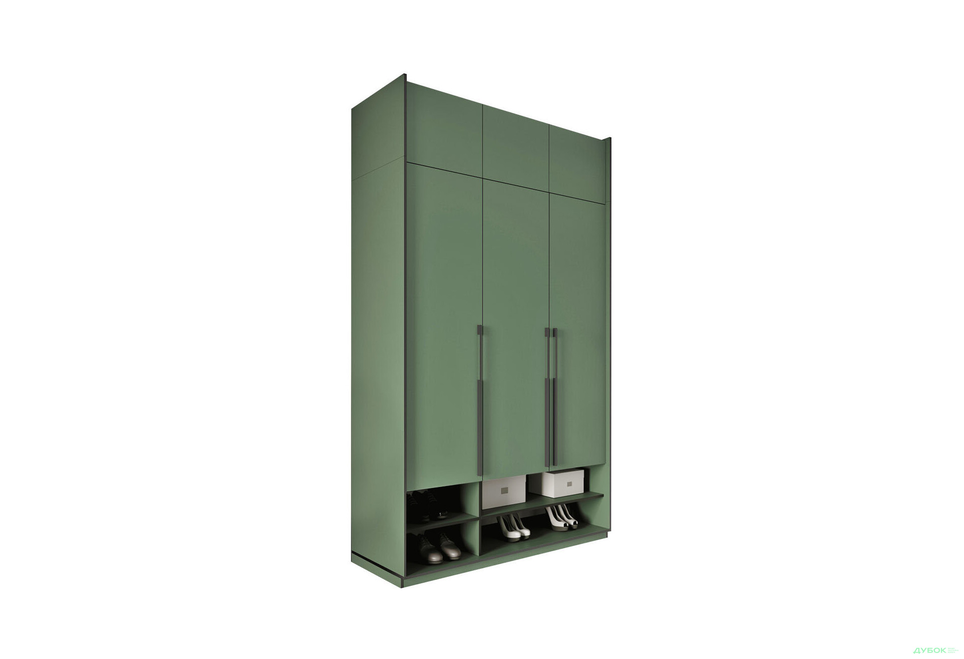 Шафа Moreli Ramo / Рамо R-0006 3-дверна зі штангою, полицями та антресоллю 148,4 см, зелений димчастий - Зображення 1 Зображення 1 - Шафа Moreli Ramo / Рамо R-0006 3-дверна зі штангою, полицями та антресоллю 148,4 см, зелений димчастий