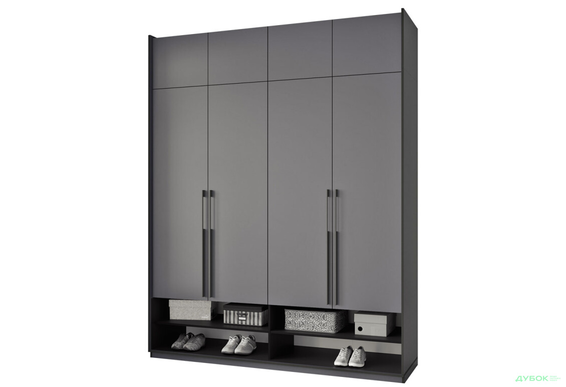 Шкаф Moreli Ramo / Рамо R-0007 4-дверный с полками и антресолью 196,8 см, антрацит - Изображение 1 Изображение 1 - Шкаф Moreli Ramo / Рамо R-0007 4-дверный с полками и антресолью 196,8 см, антрацит